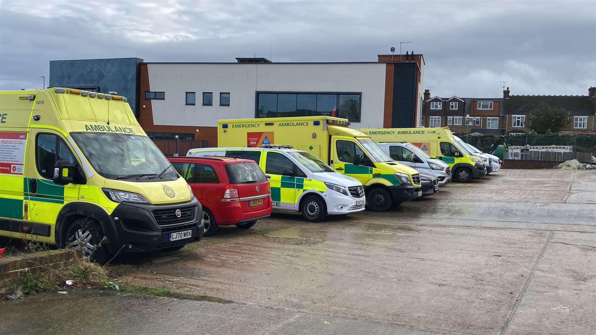 Ambulances at Medway station in Gillingham