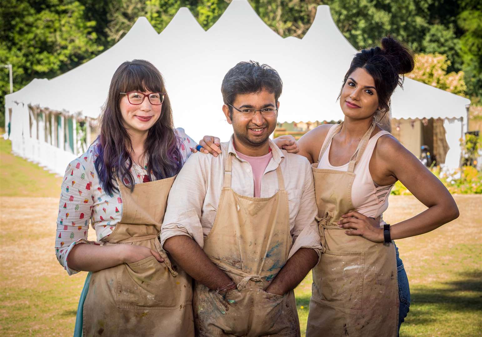 Ruby with Kim-Joy and Rahul in the final of the Great British Bake Off. Picture: Channel 4