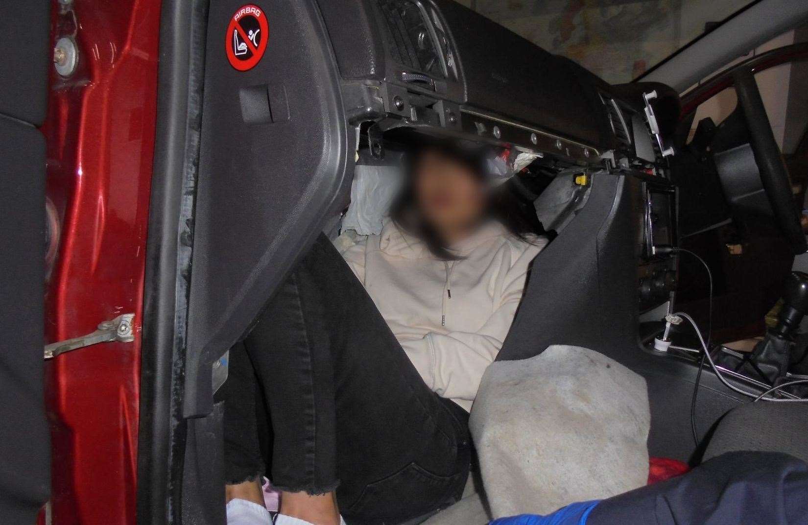 It is not known how long the woman remained hidden in the tiny space in the car