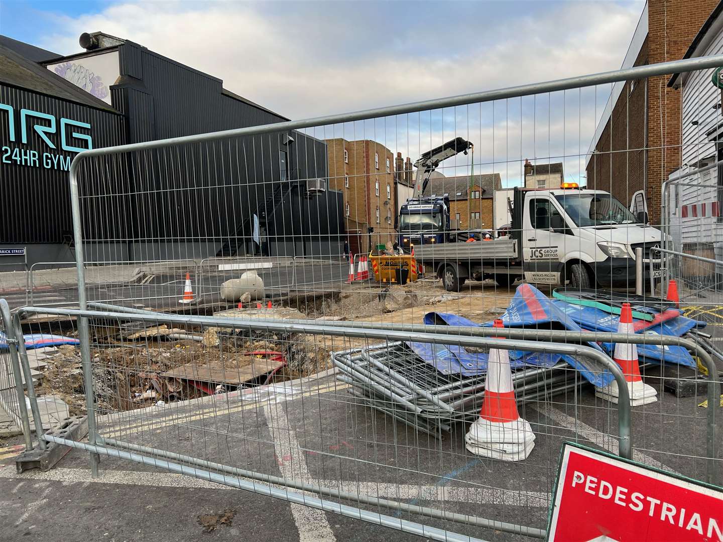 Construction work for the new bus hub is under way in Clive Road, Gravesend