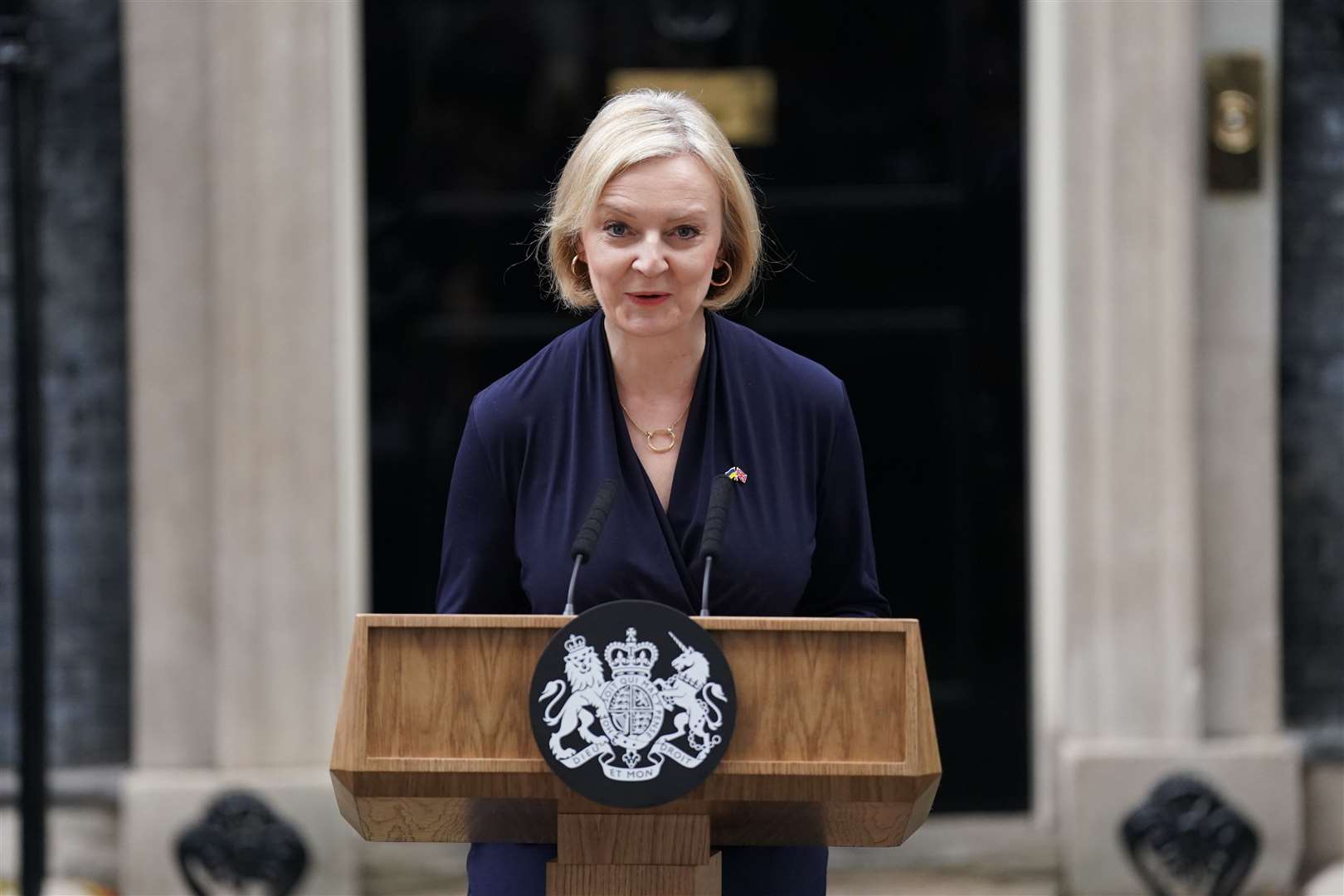 Liz Truss making a statement outside 10 Downing Street (Kirsty O’Connor/PA)