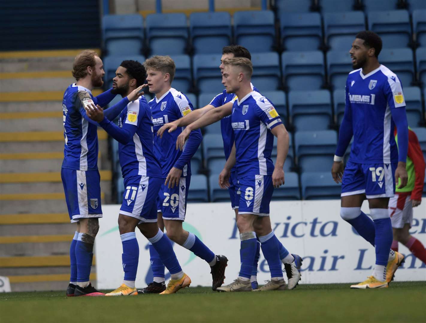 Gillingham celebrate their second goal against Swindon Town Picture: Barry Goodwin