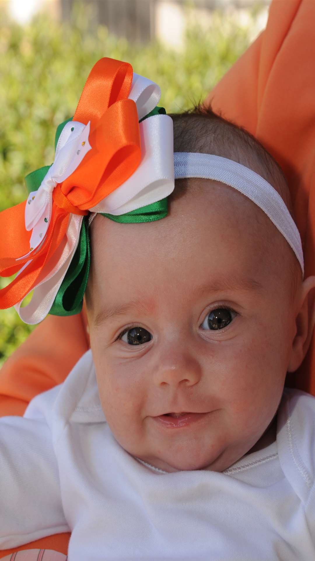 Macie-Anna Berryman, 9 weeks, wearing her Irish colours in her head band.