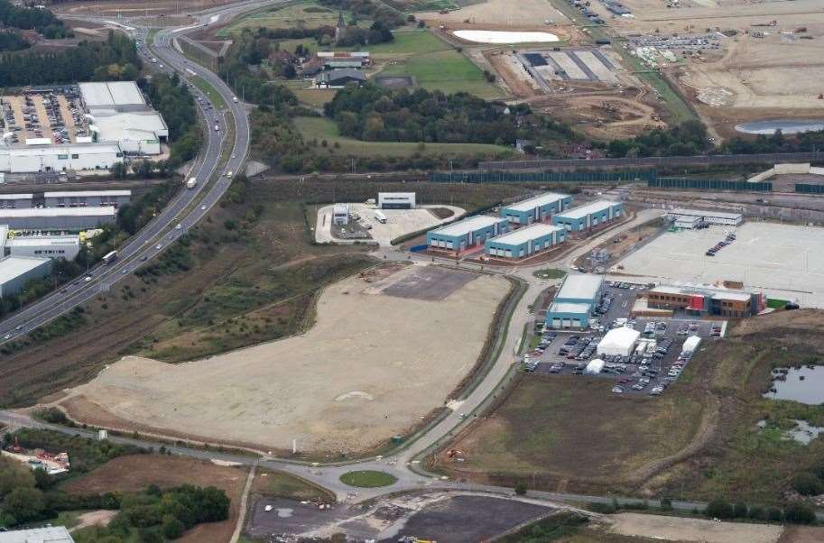 This aerial shot shows the 18.5-acre site from above. Picture: Ady Kerry / Ashford Borough Council