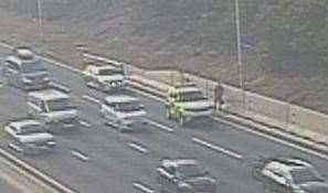 A lane was closed on the M20. Picture: National Highways