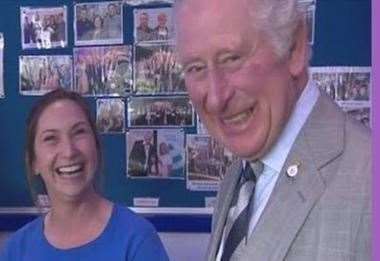 Prince Charles asking for requests during a visit to Sheppey FM in February