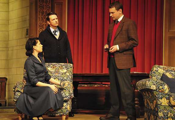 Husband and wife, Mollie Ralston and Giles Ralston are questioned by Sgt Trotter in Agatha Christie's The Mousetrap