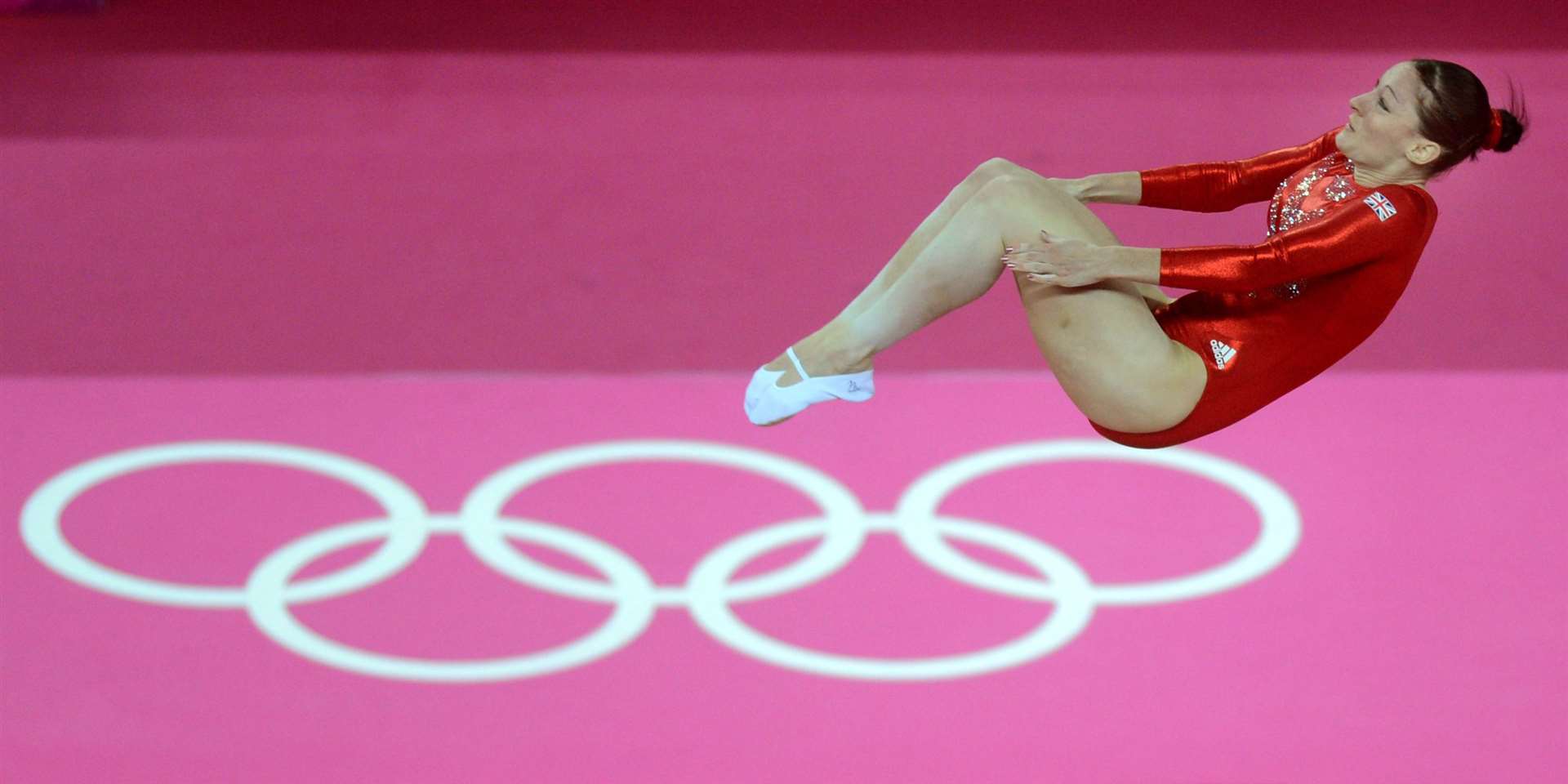 Medway's Kat Driscoll competes during the trampoline qualification. Picture: Anthony Devlin/PA