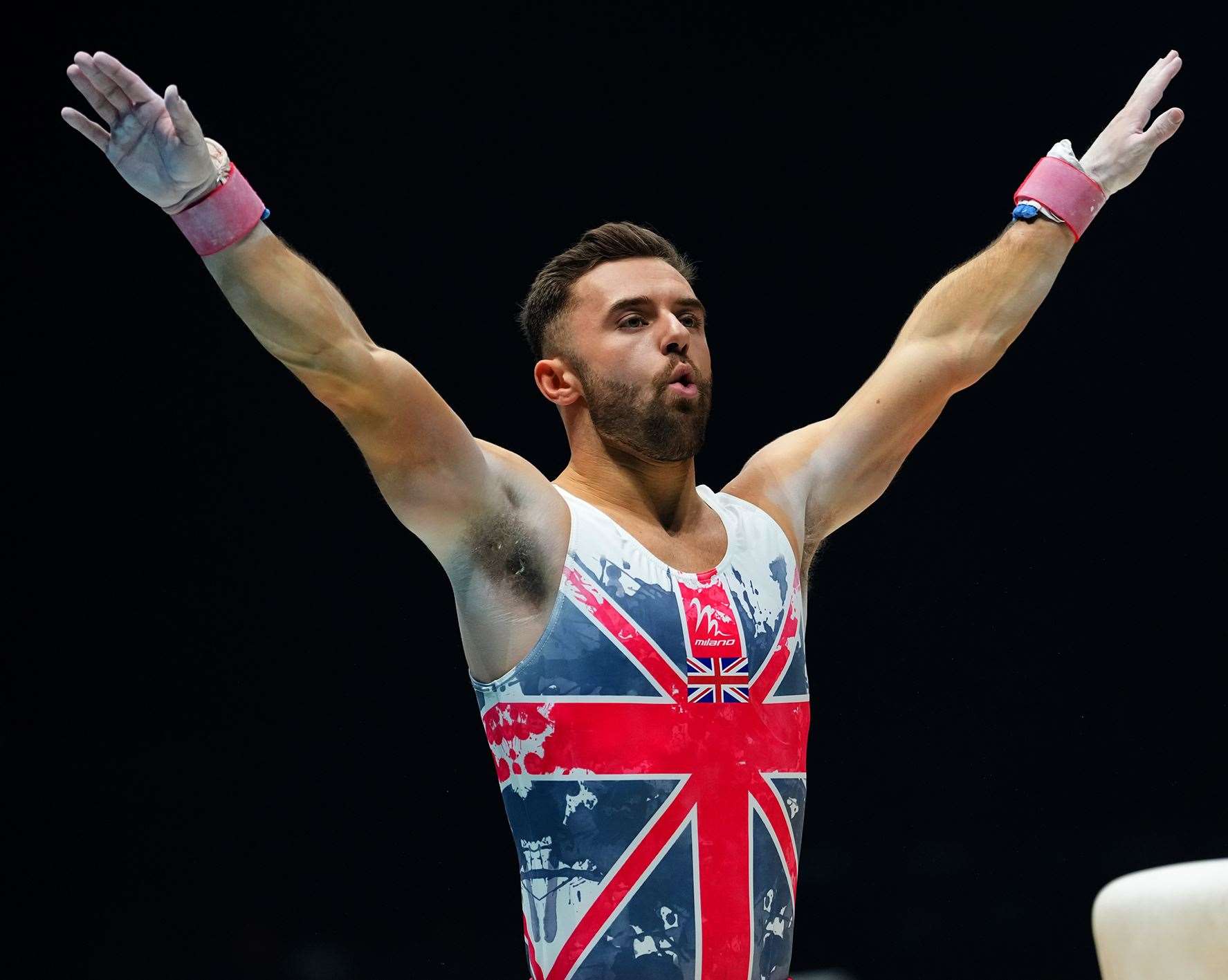 Giarnni Regini-Moran is in contention for floor and parallel bars medals. Picture: British Gymnastics