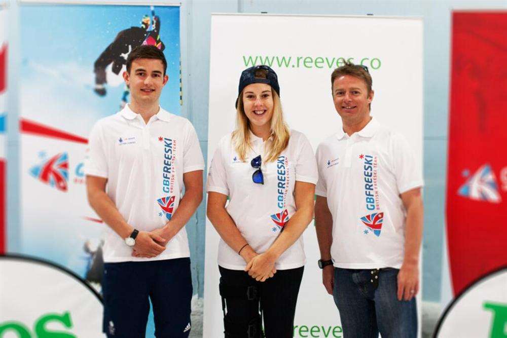 Reeves signs deal with GBFreeski. From left: James Machon, Katie Summerhayes and Pat Sharples.