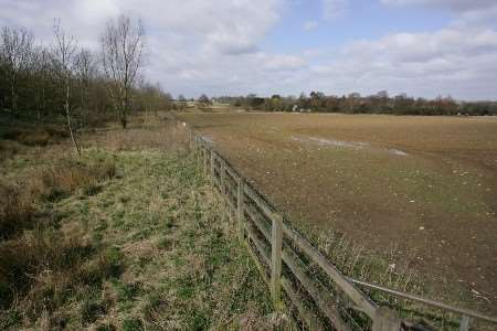 Under threat: The site of the proposed lorry park near Aldington