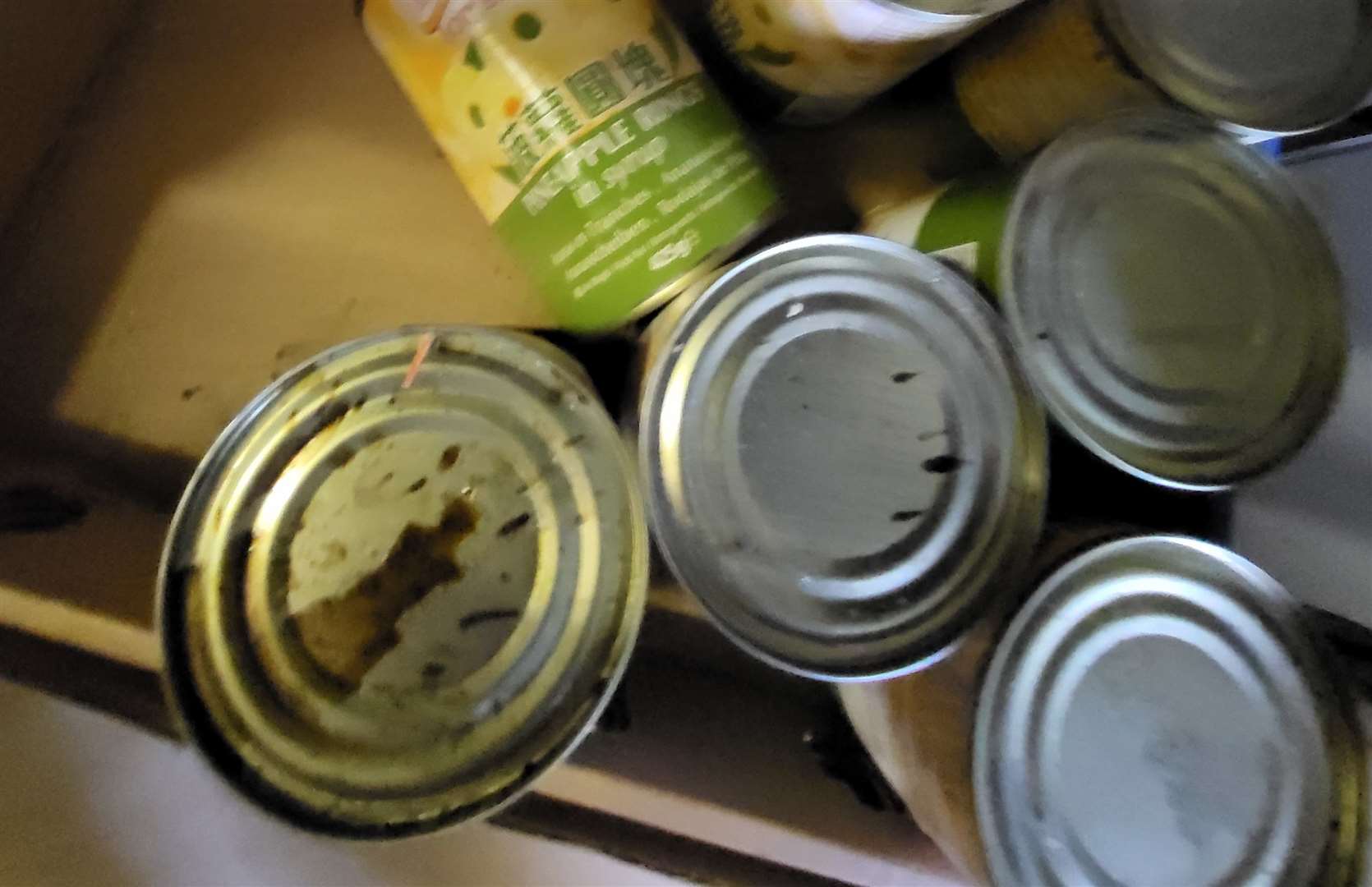 Liquid spilt on cans Picture: SBC