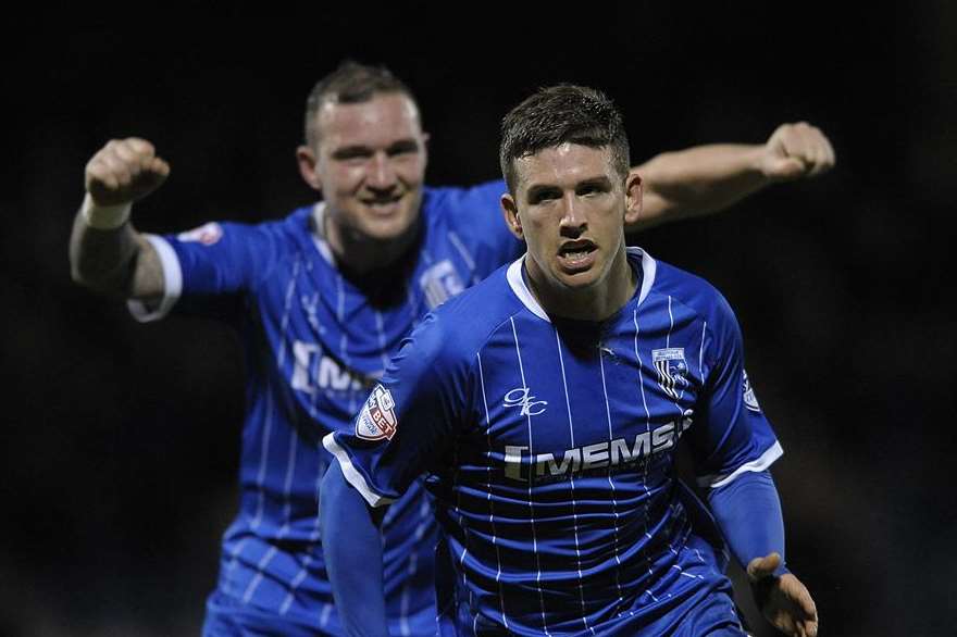 Cody McDonald celebrates scoring against Walsall Picture: Barry Goodwin