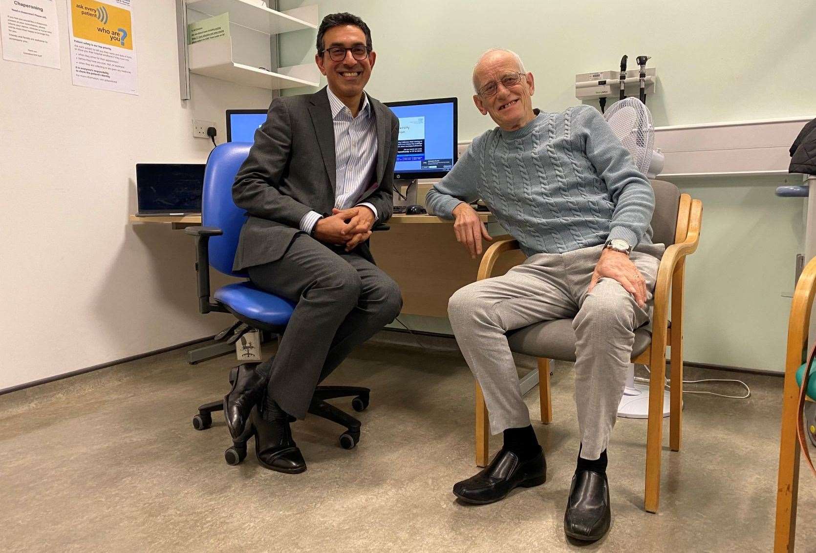 Professor of vascular surgery, Bijan Modarai, with Sheppey grandad Kevin Dowd. Picture: NHS Foundation Trust