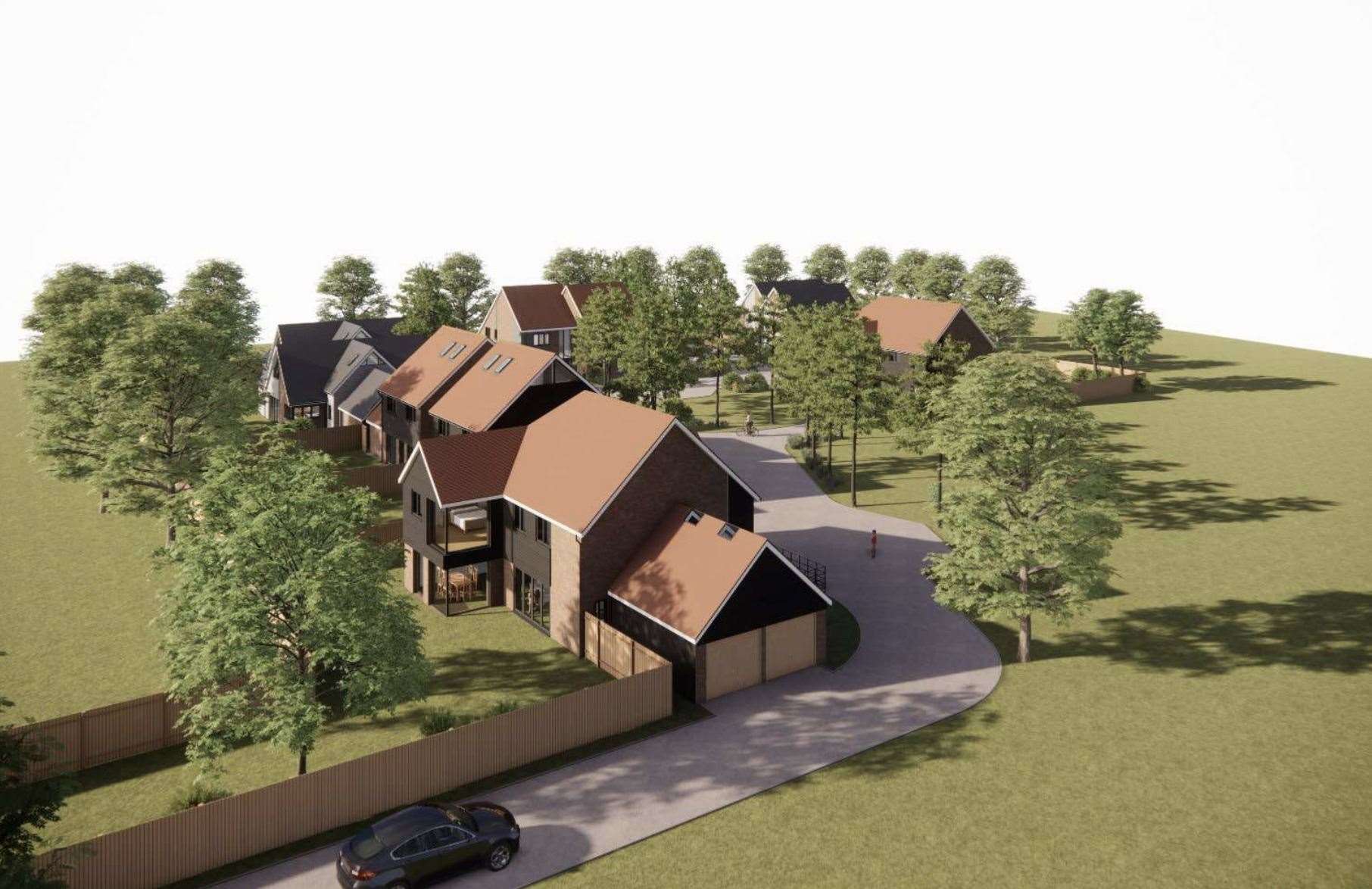 A 10-home develompent is planned for a field in Shepherdswell, near Dover. Picture: OSG Architecture/Woodchurch Property