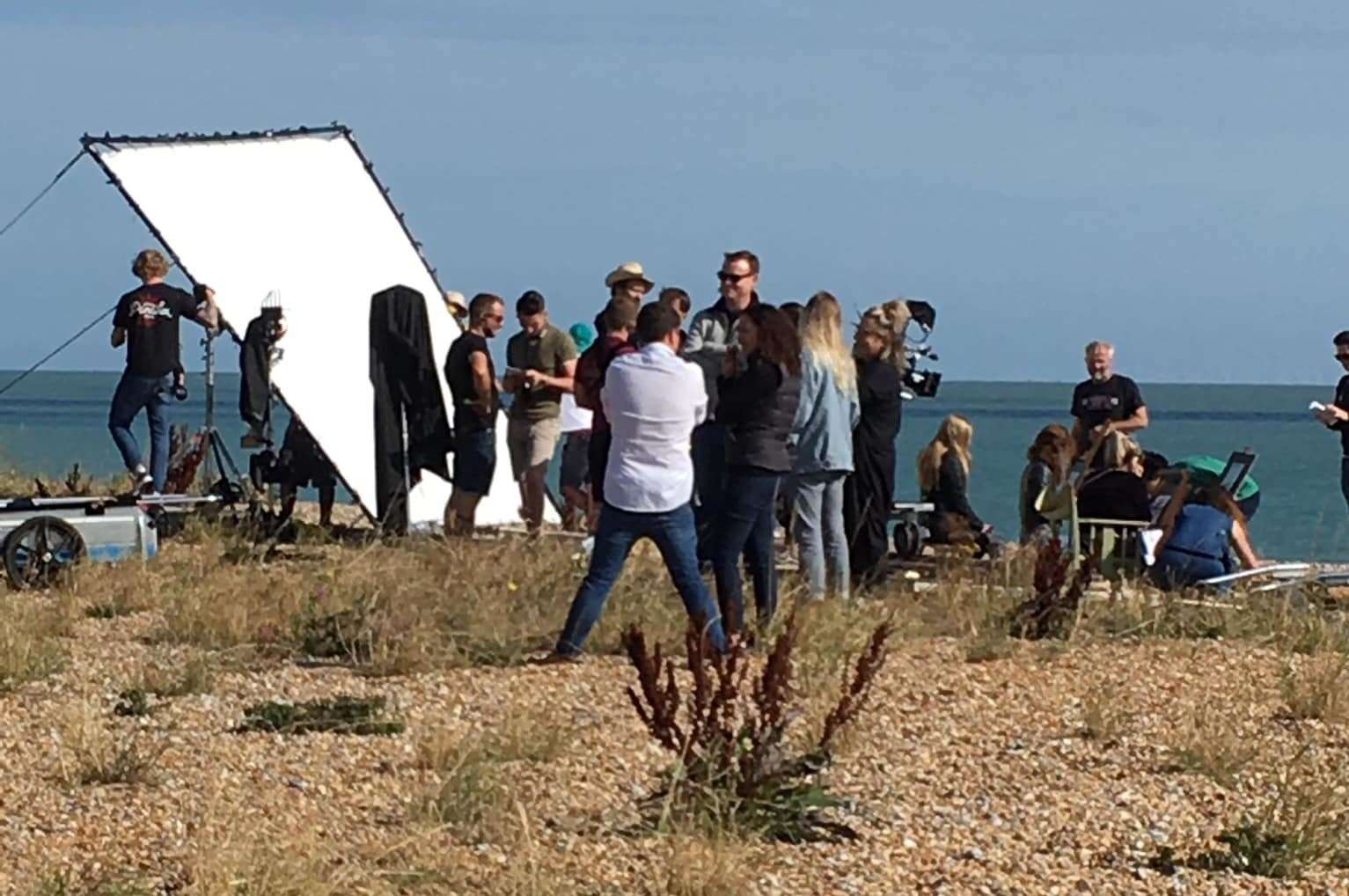 Crews on the beach in Walmer filming biopic Louis Wain Picture: Ann Priestland