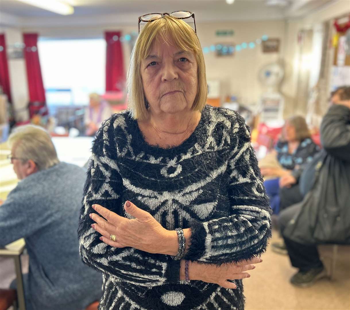 Margaret Tomkins, who lives at St Anne's Court, says residents have been gathering in the lounge to keep warm