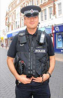 Sgt Neil Minter of the Shepway Neighbourhood Task Team on patrol in Folkestone.