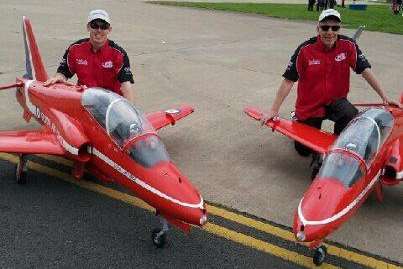 Steve and Matt Bishop will be flying their ¼ scale 22kg Red Arrow Hawks at the Southern Model Show in Headcorn.