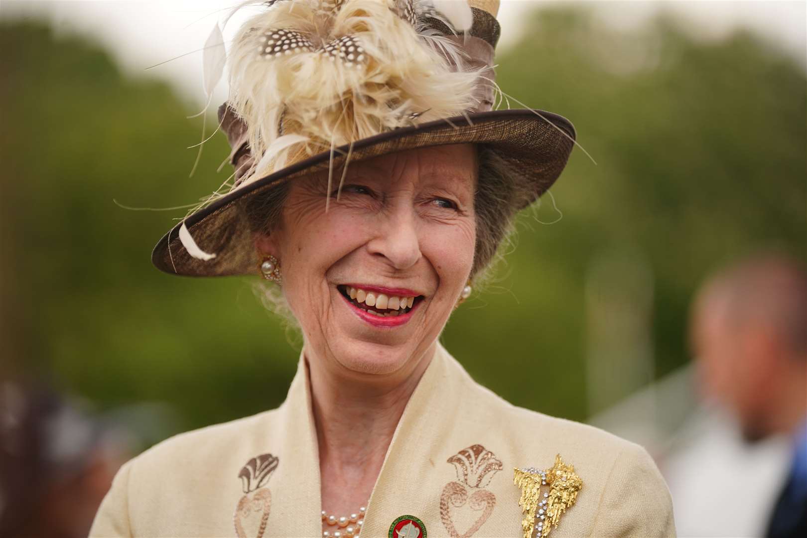 The Princess Royal laughed with veterans at a Buckingham Palace garden party (Victoria Jones/PA)