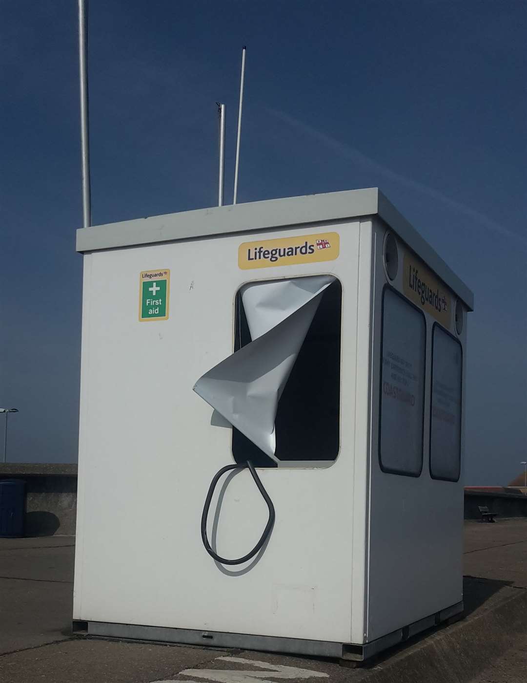 The hut, at Sheerness beach, has been broken into