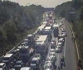 At one point there were six miles of queues on the M2