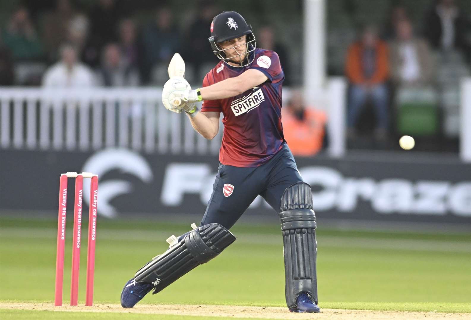 Jordan Cox – scored 82 not out for Kent Spitfires in Hove on Tuesday night. Picture: Barry Goodwin