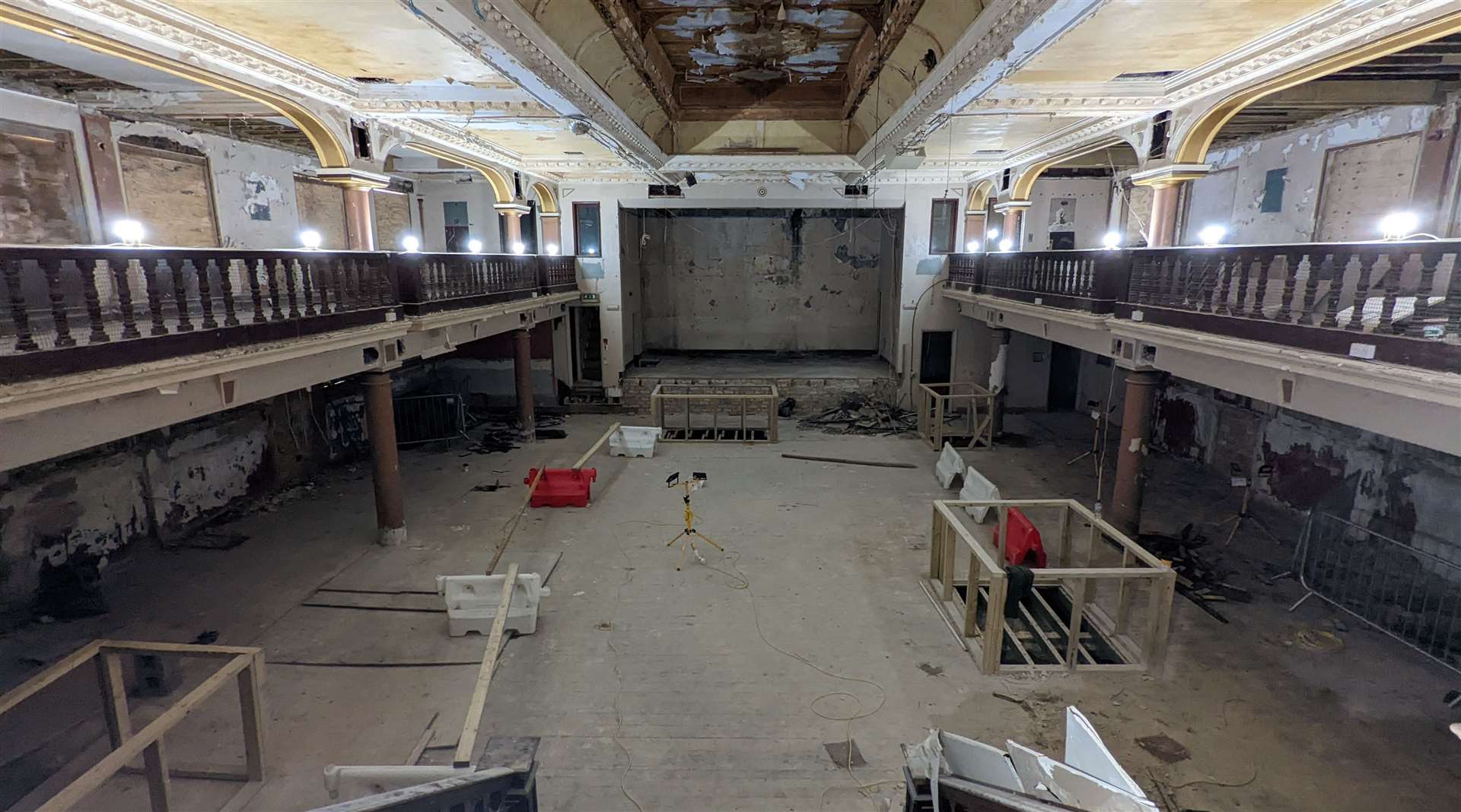 Building work has started inside the former Leas Pavilion theatre in Folkestone