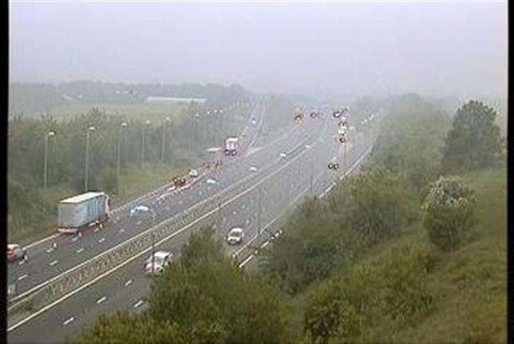 The crash has closed the M20. Picture: Highways England (2220610)