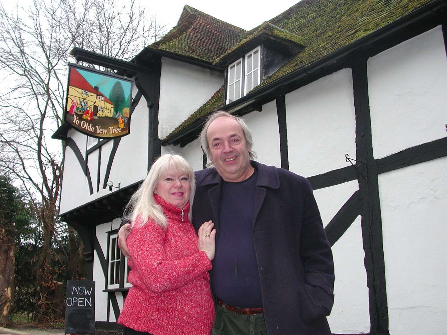 Peter Malkin and his partner, Kate, outside the Yew Tree