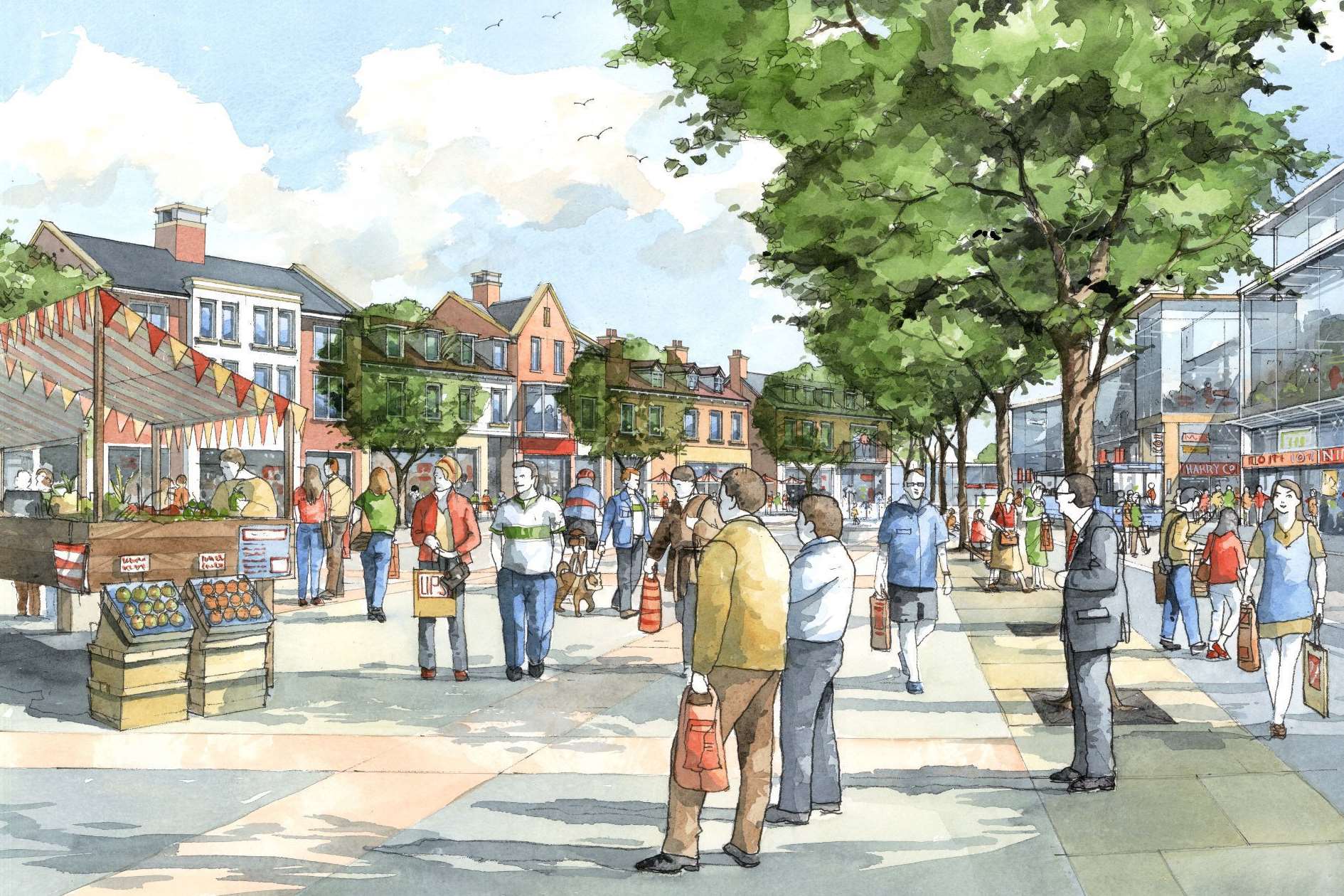 An artist's impression of how the market square at Chilmington Green might look. Picture: Michael Taylor