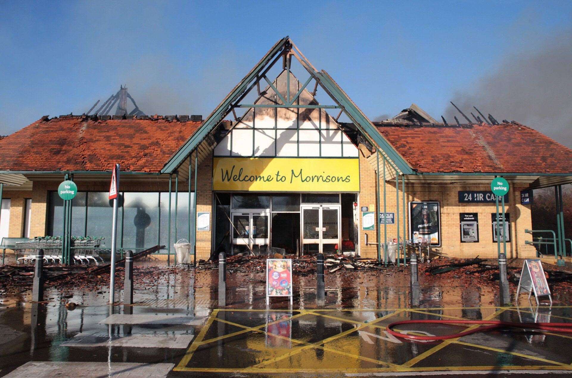 What was left of the Morrisons supermarket after the devastating blaze. Picture: Kent Fire and Rescue Service