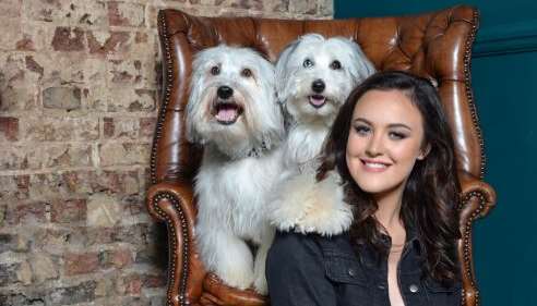 Ashleigh with trained dogs Pudsey and Sully