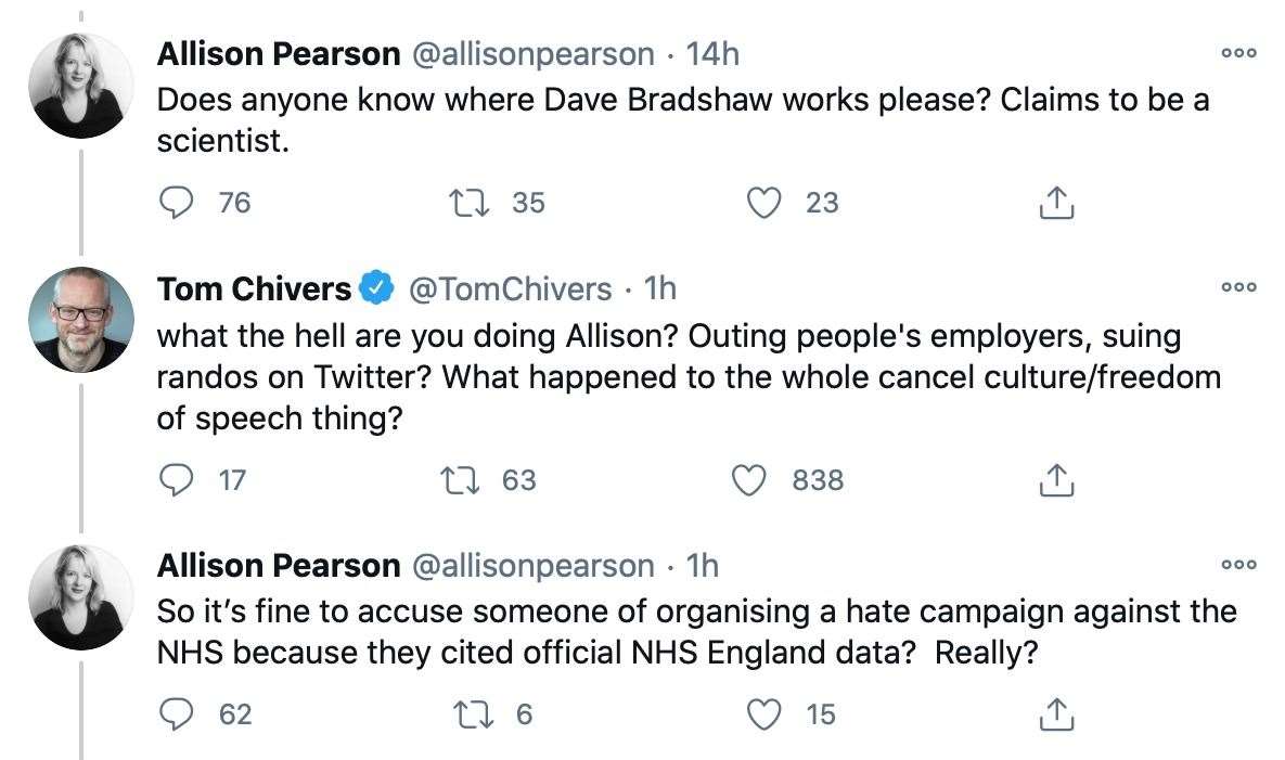 Allison Pearson is being accused of a 'targeted attack' by some Twitter users