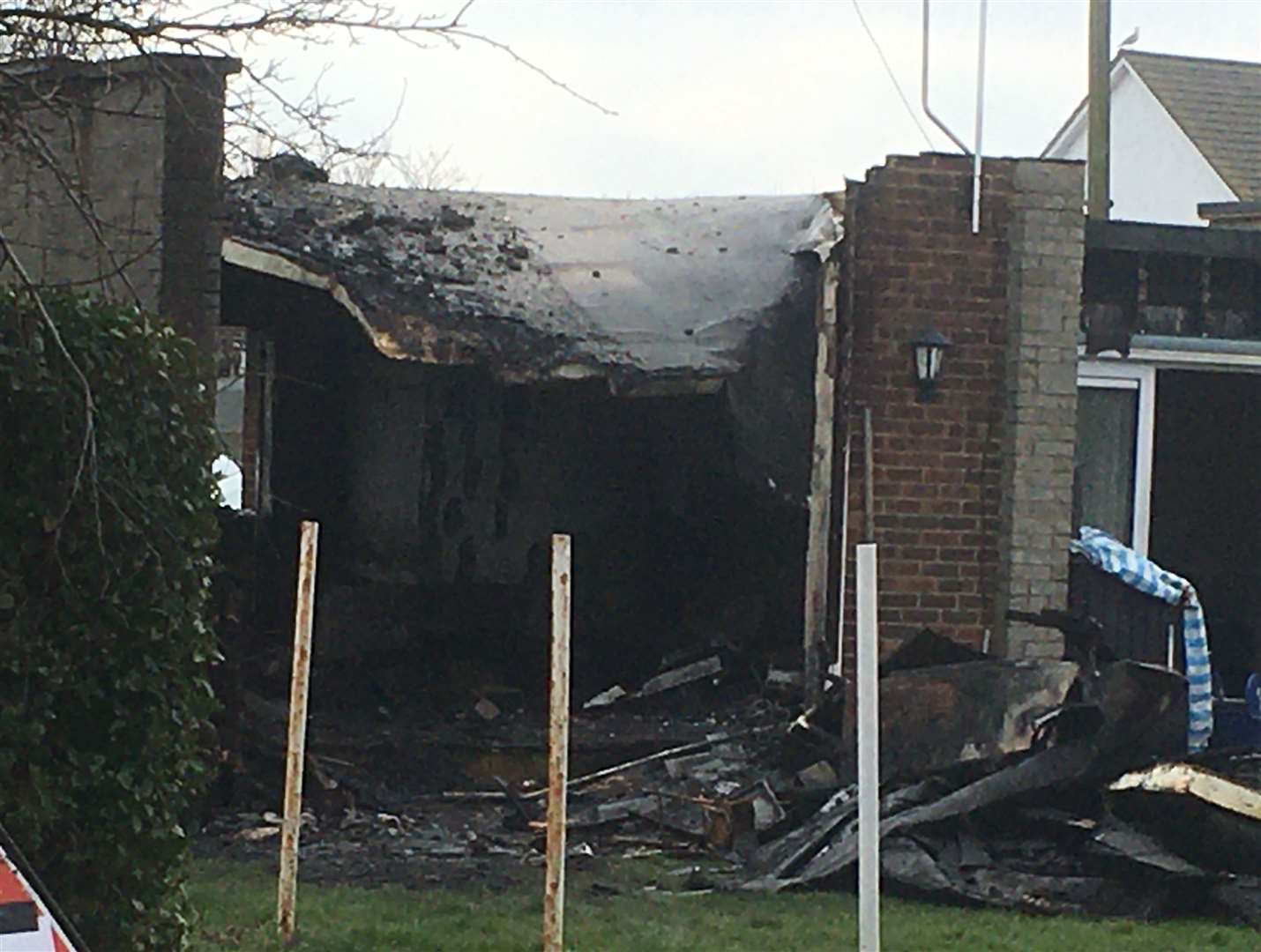 The remains of the chalet which caught fire in Nutts Avenue, Leysdown (45421136)