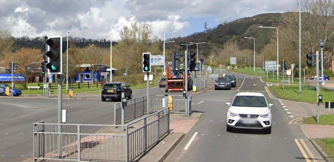 Cherry Garden Avenue, Folkestone is blocked in both directions. Picture: Google