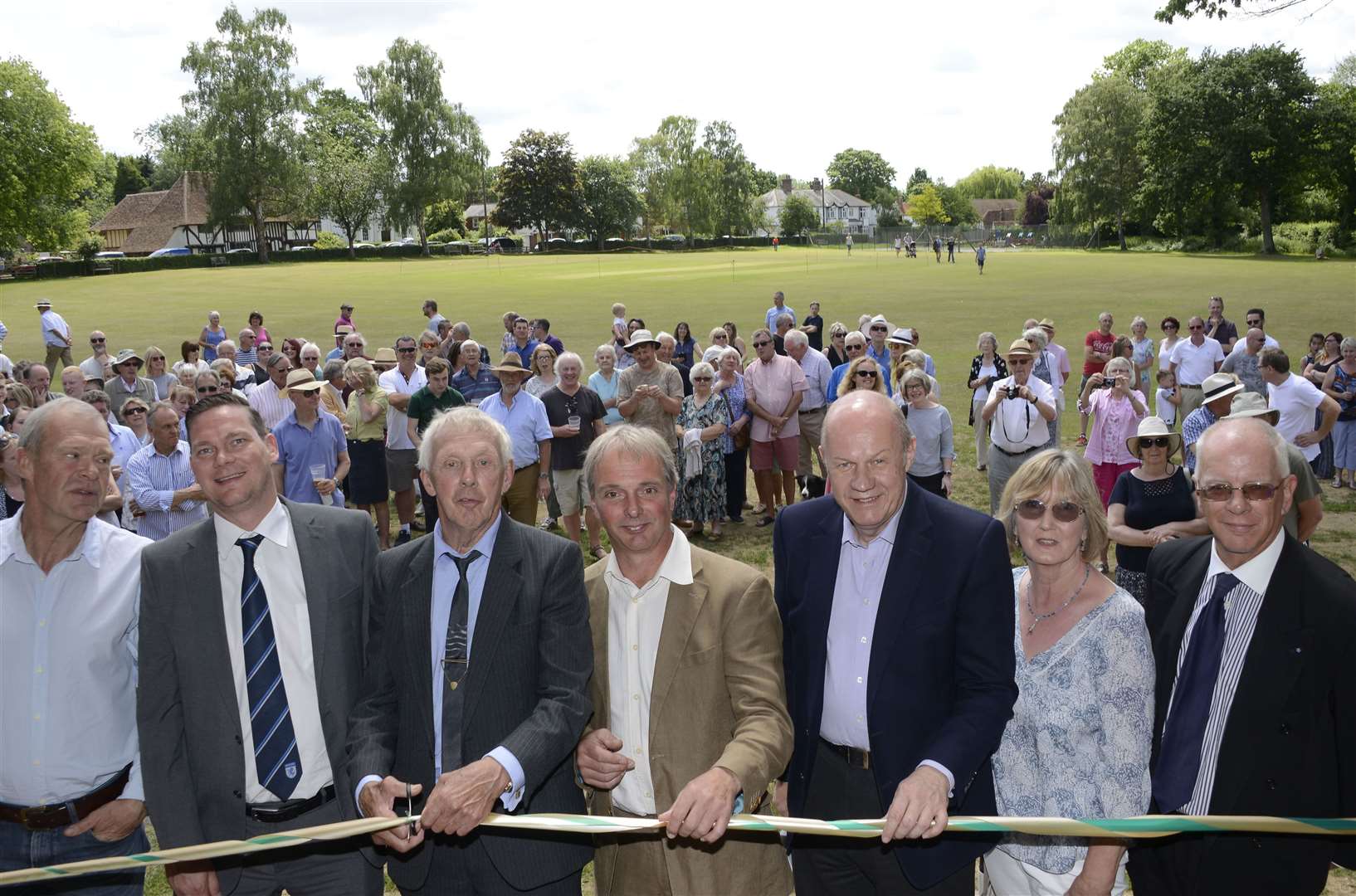 Pete Watts, cuts the ribbon at the opening of Smarden's new pavilion in 2017