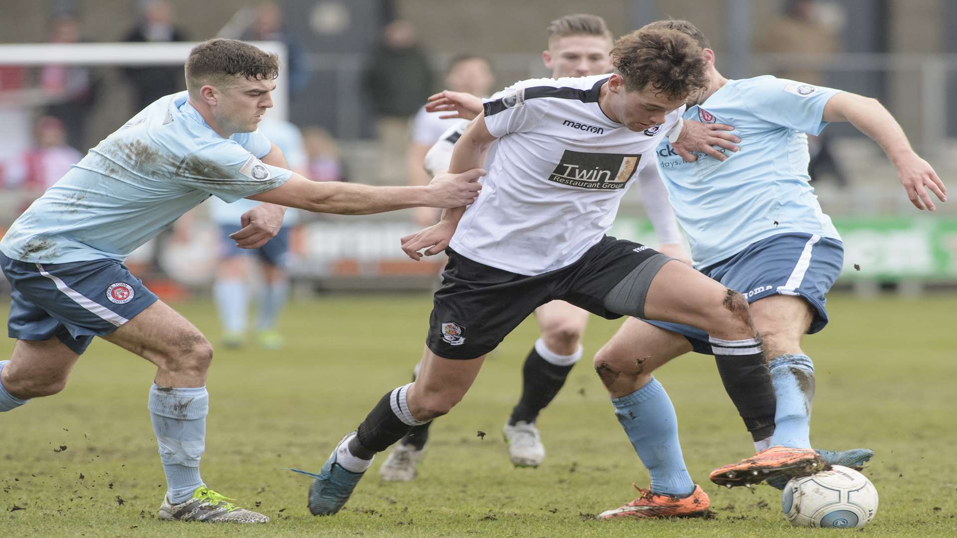 Dartford's Alfie Pavey tries to force his way through against Poole. Picture: Andy Payton