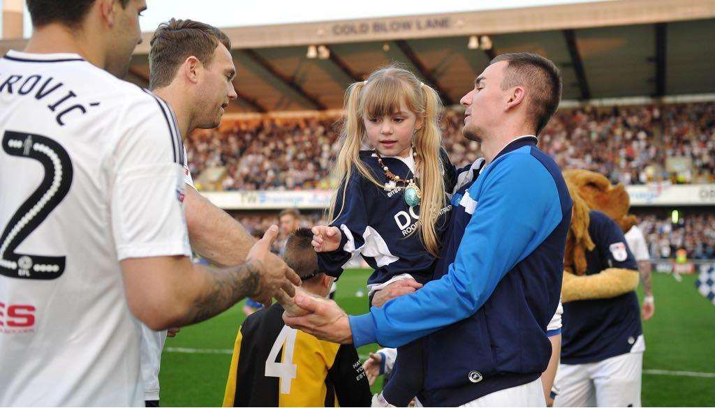 Ellice Barr, pictured with her hero Jed Wallace, was invited to be a mascot at a Millwall FC home game in April Picture: Millwall FC