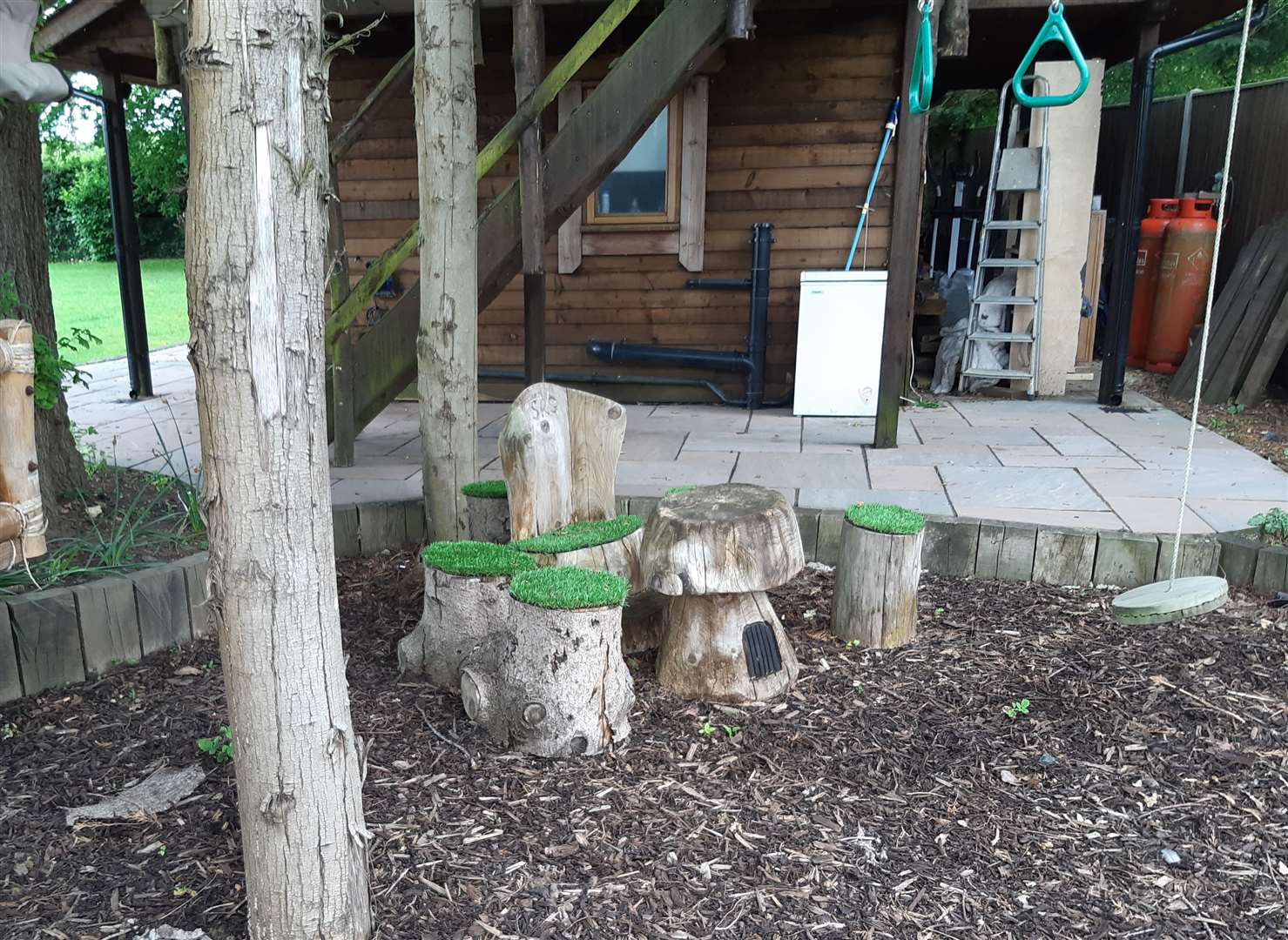 Dean Geering has also built a play area for his grandchildren under the treehouse. Picture: KMG