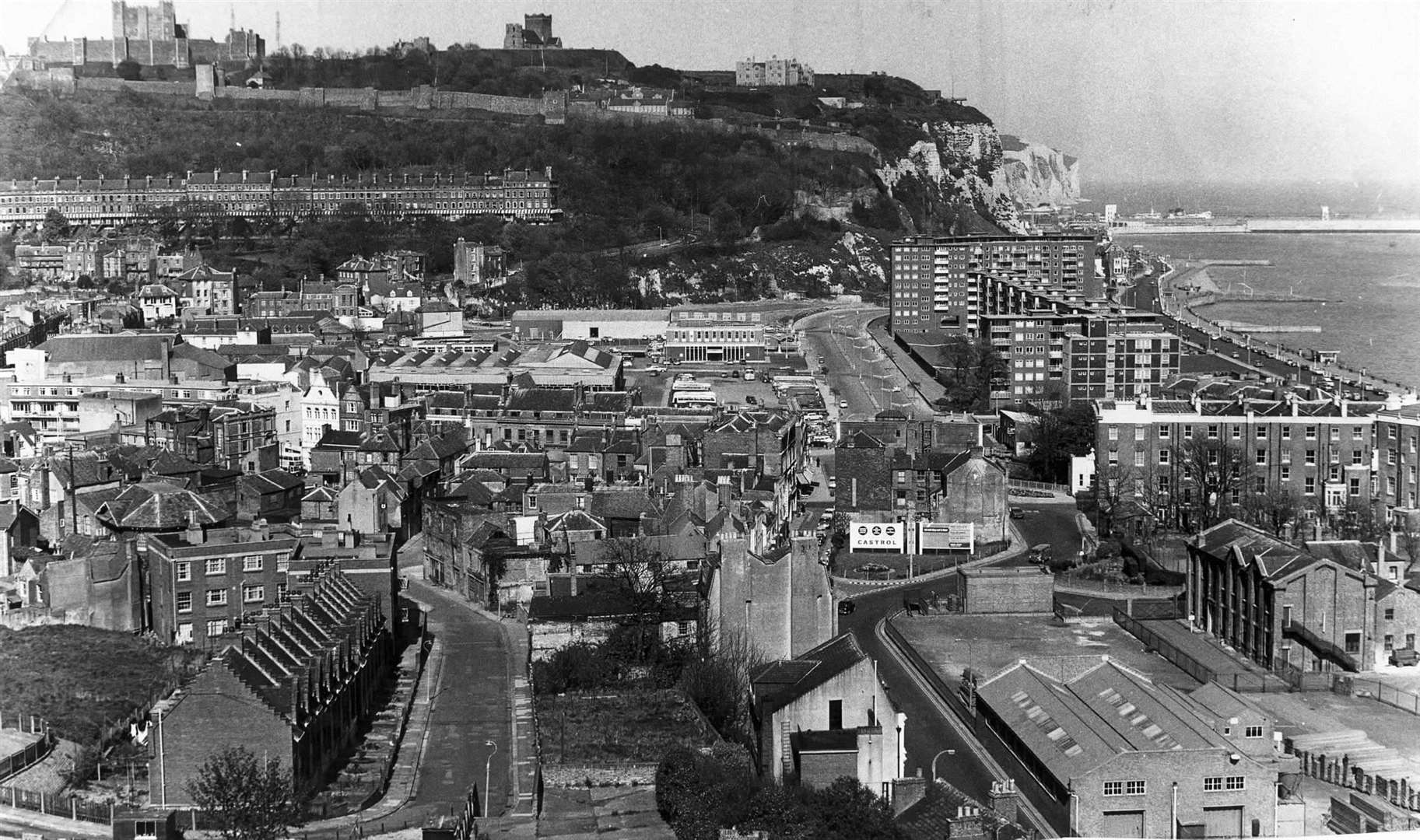 Looking across to Dover Castle in 1967. Later, the view would be obstructed by the now-demolished Burlington House tower block