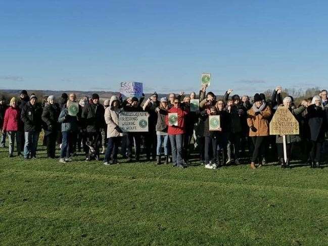 Eccles residents gather to protest against the scheme for 950 homes