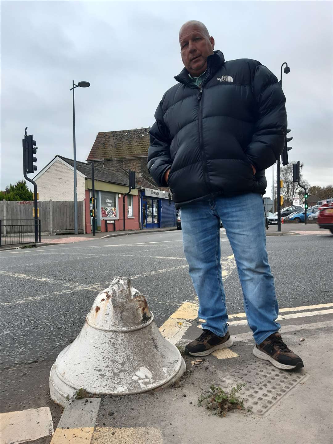 Gary Hunt has safety fears over the bollard in London Road, Strood