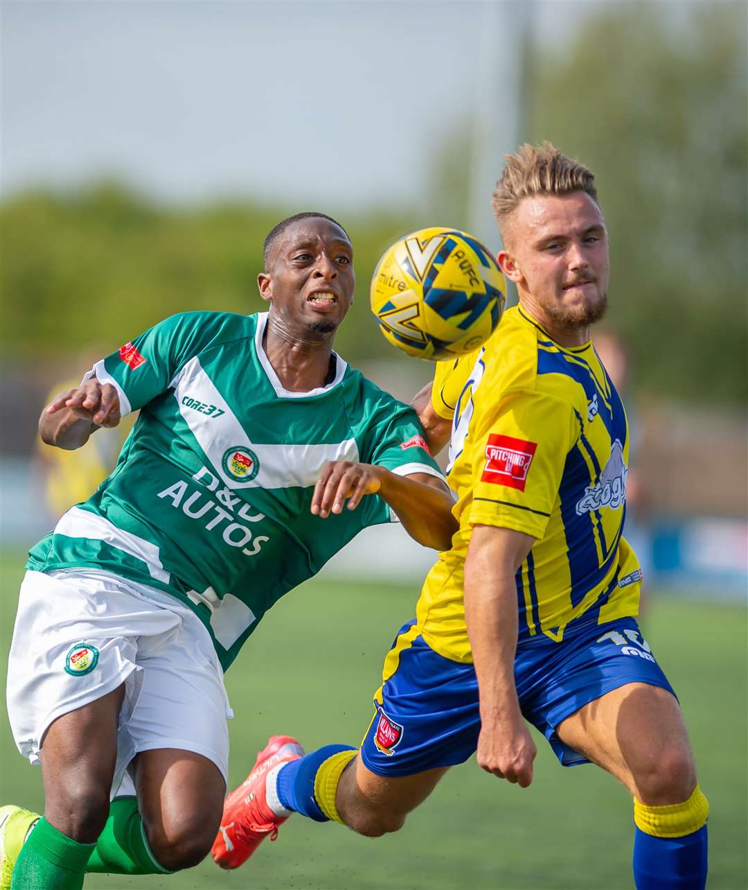 Lanre Azeez in action for Ashford against Hanworth Villa. Picture: Ian Scammell