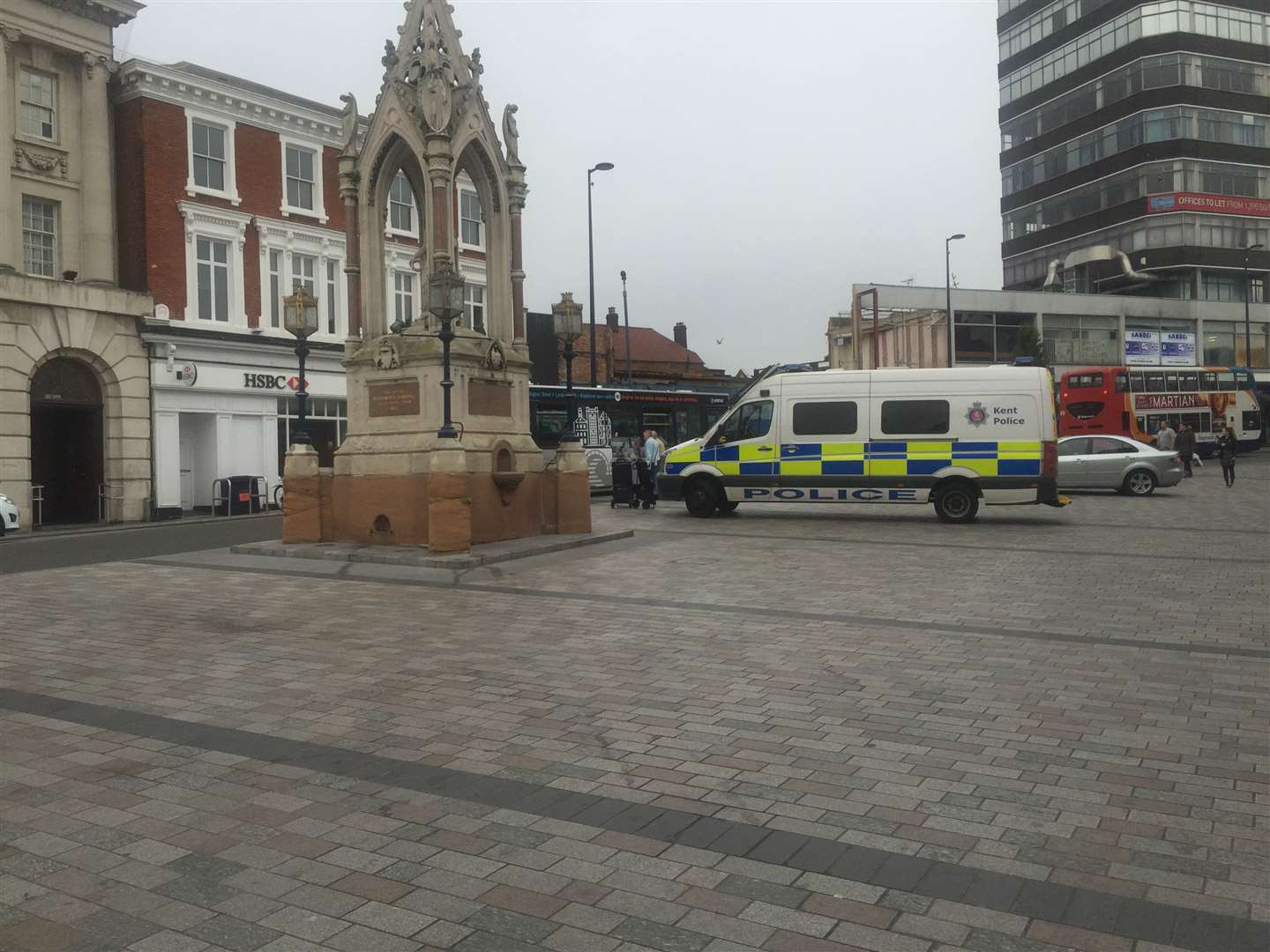 Police on Jubilee Square, where the cordon starts
