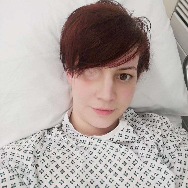 Toni Crews pictured on the day of her lung biopsy in March