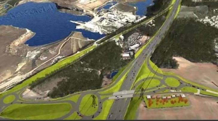 An artist's impression of what the junction improvements and new Bean flyover will look like. Photo: Highways England