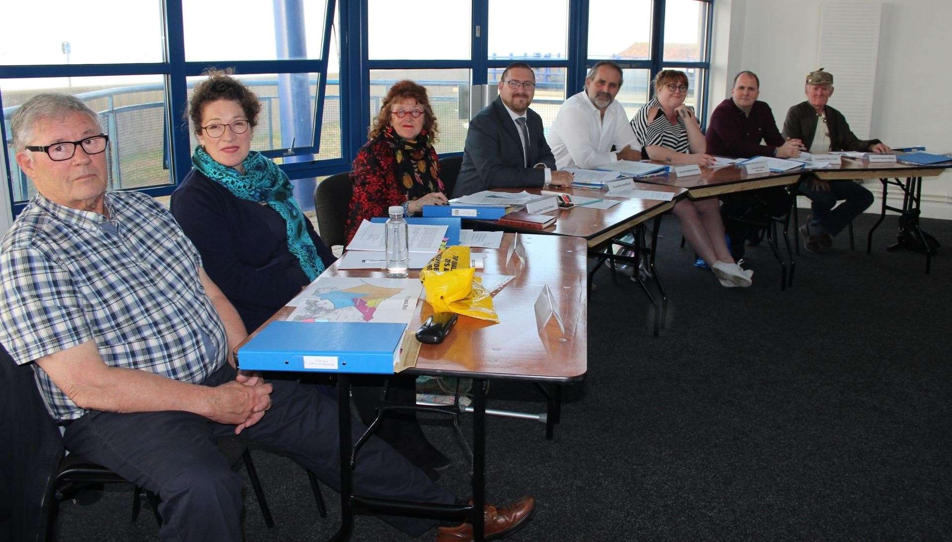 The first meeting of the Sheerness Town Council with, from the left, vice-chairman Brian Spoor, left, plus Amanda Green, Chris Reed, Lee McCall, Matthew Brown, Cherise Moorcroft, Chris Foulds and Malcolm Staines (10769811)