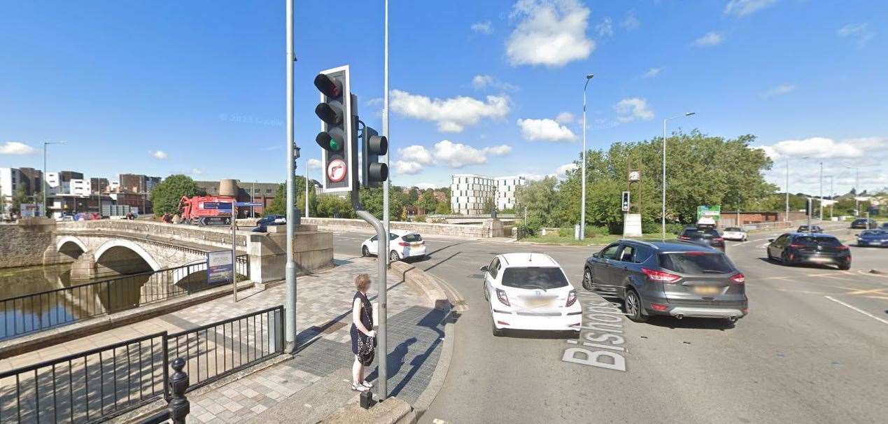 Traffic lights are out at Maidstone Bridge following a power cut. Image: Google