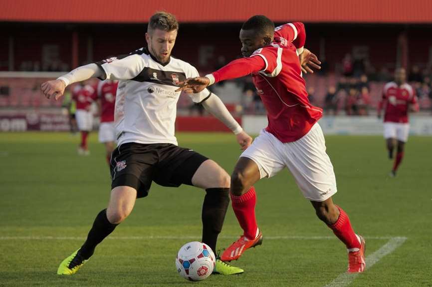 Action from Ebbsfleet's FA Trophy win over Bromley (Pic: Andy Payton)